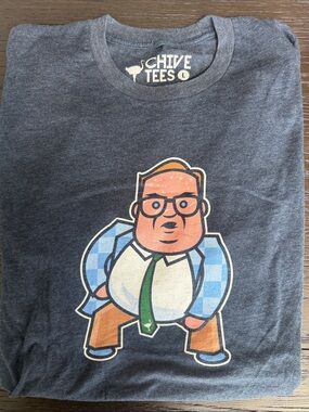 Chive Tees Men's Navy Short Sleeve Graphic Cartoon Shirt - Large